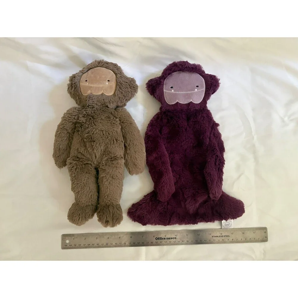 Slumberkins Purple Berry Yeti Snuggler and Brown Sasquatch Stuffed Animal 12”